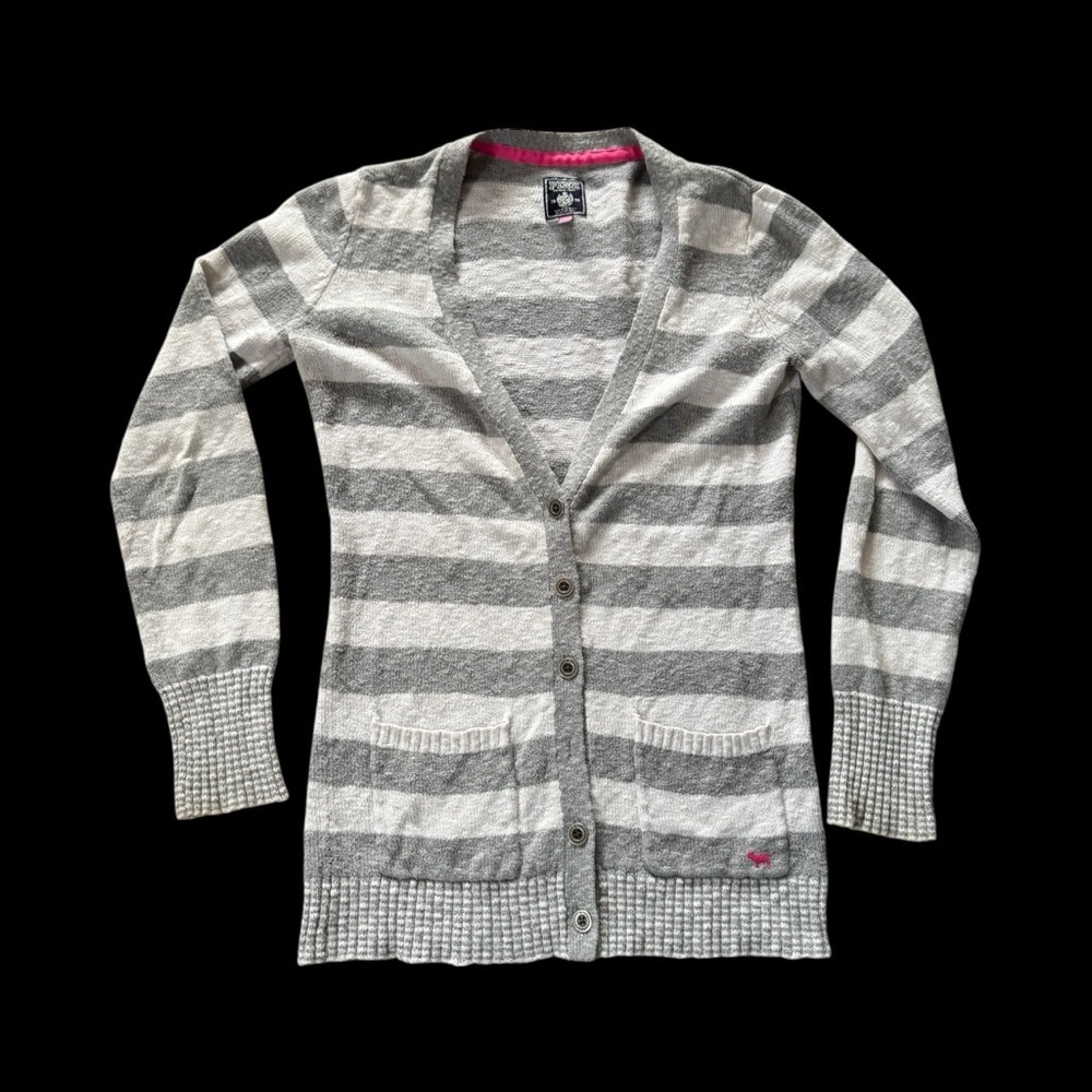 Victoria’s Secret Pink Varsity Striped Cardigan Sweater Women Size Medium EUC